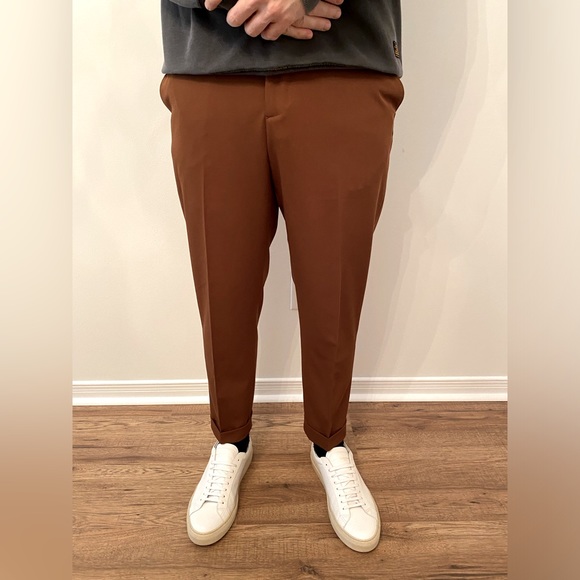 Zara Men’s Fitted Cuffed Dress Pant - Brown - Picture 1 of 4